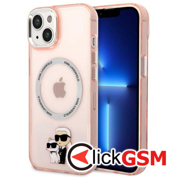 Karl Lagerfeld - Hardcase MagSafe (KLHMP14MHNKCIP) - iPhone 14 Plus - Pink Iconic Karl&Choupette