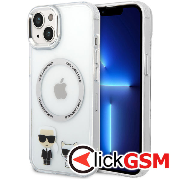 Karl Lagerfeld - Hardcase MagSafe (KLHMP14MHKCT) - iPhone 15 Plus / iPhone 14 Plus - Transparent Karl & Choupette Aluminium