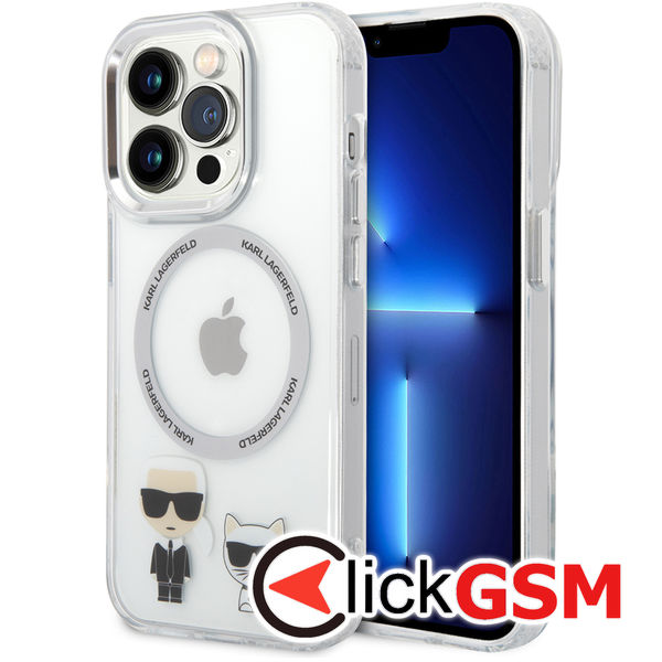 Karl Lagerfeld - Hardcase MagSafe (KLHMP14XHKCT) - iPhone 14 Pro Max - Transparent Karl & Choupette Aluminium