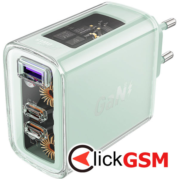 Acefast - Wall Charger Exploration Series (A45) - 2 x USB-C, USB, GaN, PD65W, Fast Charging - Mountain mist