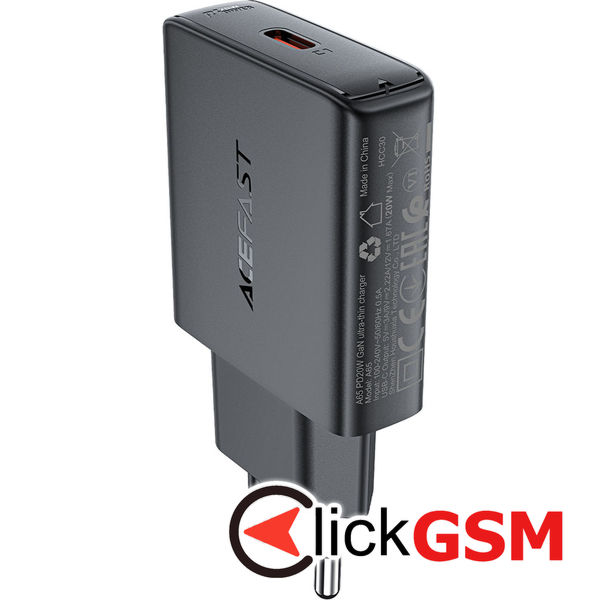 Acefast - Wall Charger (A65) - Type-C, GaN Technology, 20W, Power Delivery - Black