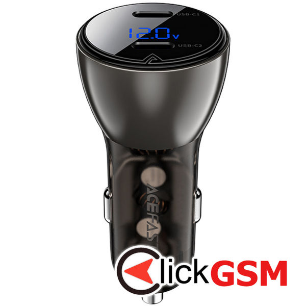 Acefast - Car Charger (B10) - 2x Type-C, Dual Fast Charging, 60W, with LED Digital Display - Black