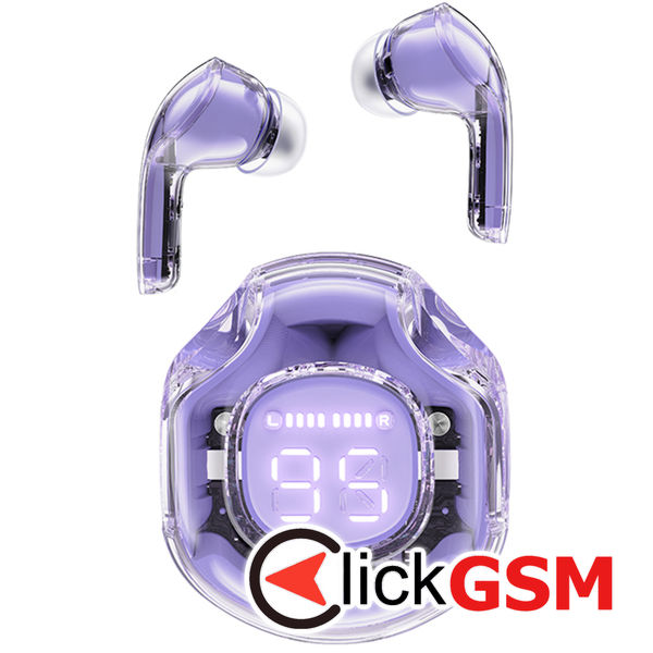 Acefast - Wireless Earbuds (T8) - USB-C, IPX4, Bluetooth 5.3, AI Call Noise Reduction, Digital Display, 480mAh - Purple