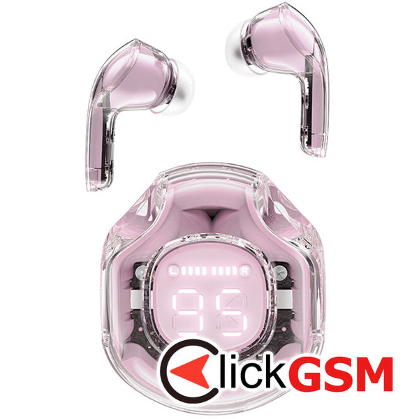 Acefast - Wireless Earbuds (T8) - USB-C, IPX4, Bluetooth 5.3, AI Call Noise Reduction, Digital Display, 480mAh - Lotus Pink