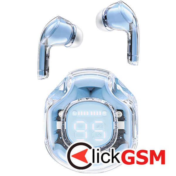 Acefast - Wireless Earbuds (T8) - USB-C, IPX4, Bluetooth 5.3, AI Call Noise Reduction, Digital Display, 480mAh - Ice Blue