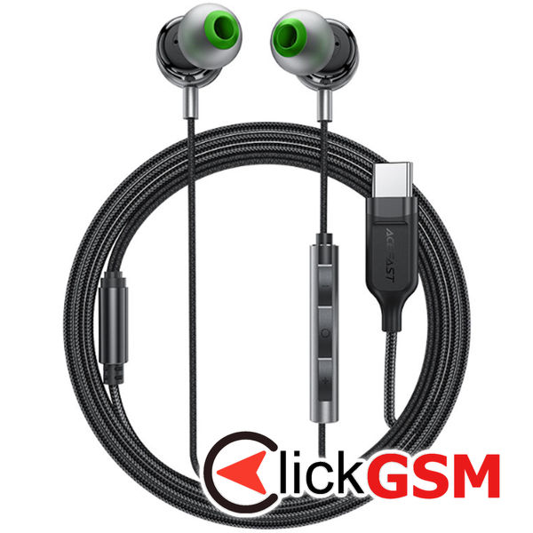 Acefast - Wired earphones (L5) - Type-C, In-ear, with Microphone, 1.2m - Black