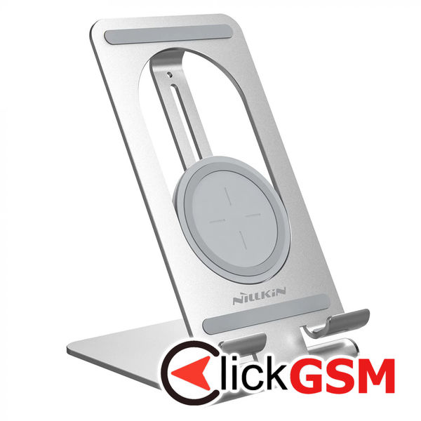 Nillkin - Wireless Charger (NKT01) - with Stand, Fast Charging Qi 15W, Aluminum Alloy - Silver