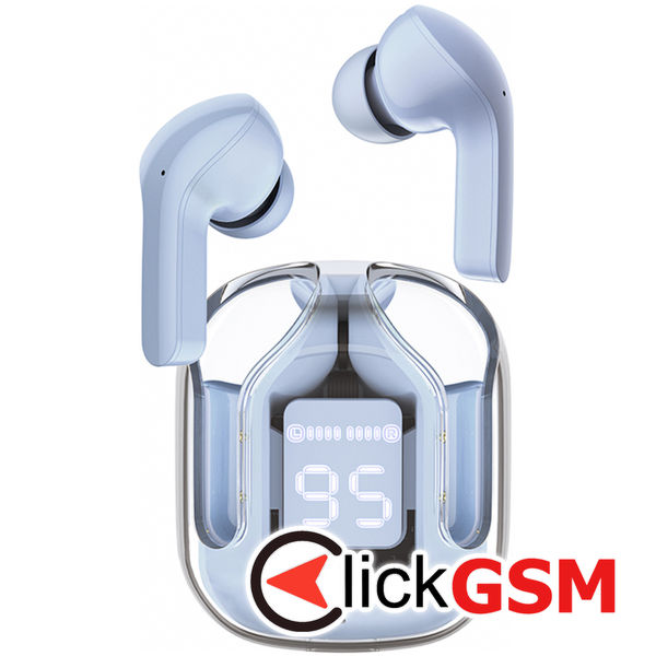 Acefast - Wireless Earbuds (T6) - USB-C, IPX4, Bluetooth 5.3, ENC, Fast Charging, LED Digital Display, 500mAh - Ice Blue