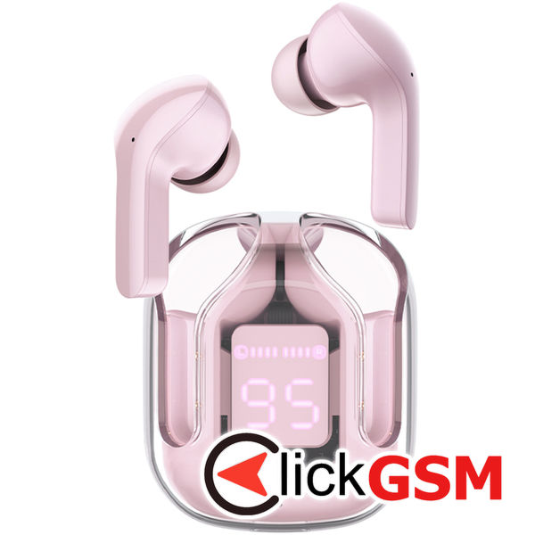 Acefast - Wireless Earbuds (T6) - USB-C, IPX4, Bluetooth 5.3, ENC, Fast Charging, LED Digital Display, 500mAh - Pink Lotus