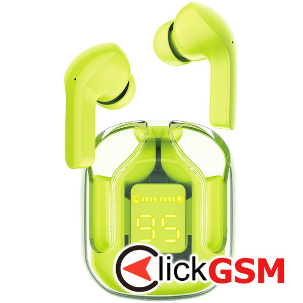 Acefast - Wireless Earbuds (T6) - USB-C, IPX4, Bluetooth 5.3, ENC, Fast Charging, LED Digital Display, 500mAh - Youth Green