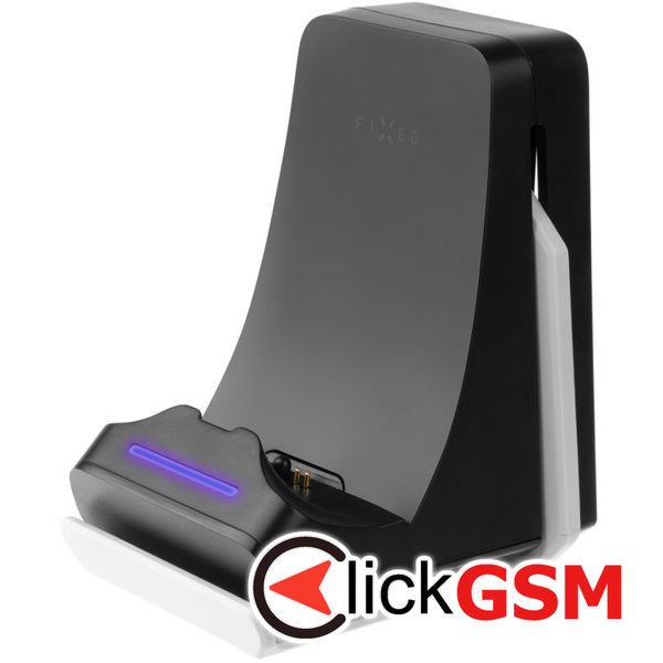 Fixed - Wall Stand (FIXPS5-HCD-BW) - for PS5 Controller and Headphones, with Charging Dock, LED, Triple Protection - Black