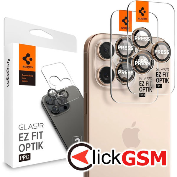 Spigen - Optik.tR EZ Fit Pro Camera Glass (2 pack) - iPhone 16 Pro - Desert Titanium