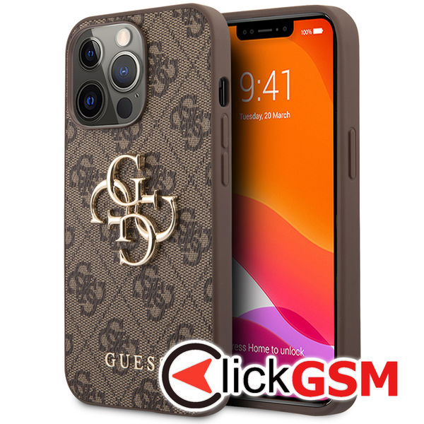 Guess - Hardcase 4G Big Metal Logo (GUHCP13L4GMGBR) - iPhone 13 Pro - Brown