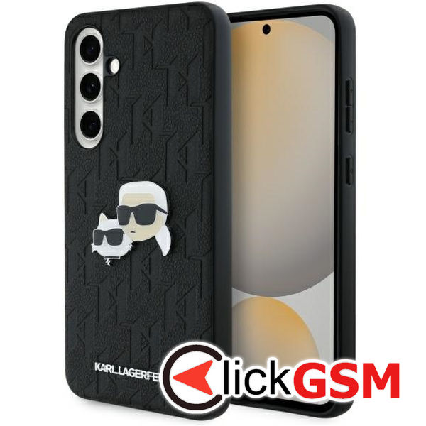Karl Lagerfeld - Hardcase Leather (KLHCS24FEPGKLKCPK) - Samsung Galaxy S24 FE - Monogram Karl&Chaoupette Head Pin