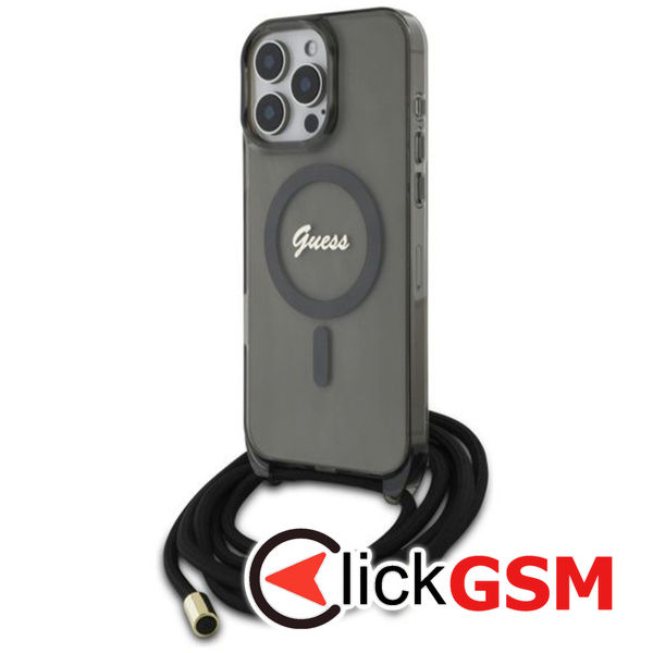 Guess - IML Crossbody Cord Script MagSafe (GUHMP16LHCTSGNSK) - iPhone 16 Pro - Black