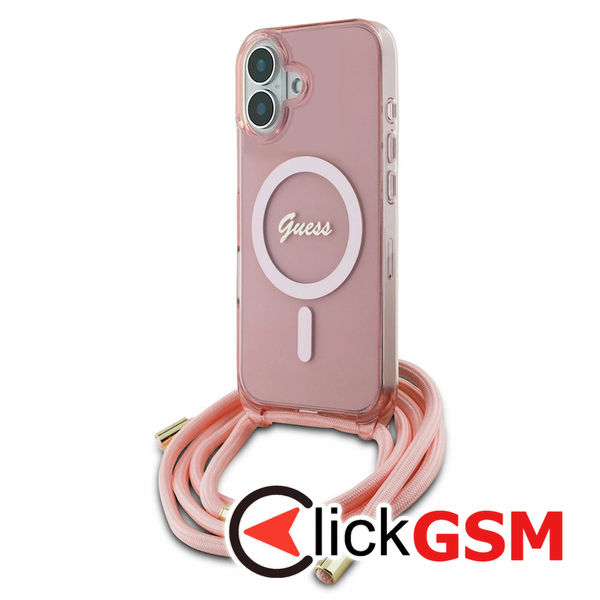 Guess - IML Crossbody Cord Script MagSafe (GUHMP16SHCTSGNSP) - iPhone 16 - Pink