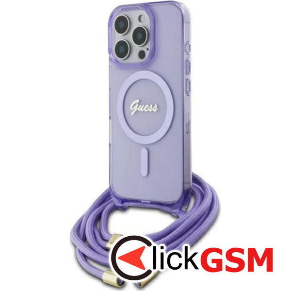Guess - IML Crossbody Cord Script MagSafe (GUHMP16LHCTSGNSU) - iPhone 16 Pro - Purple