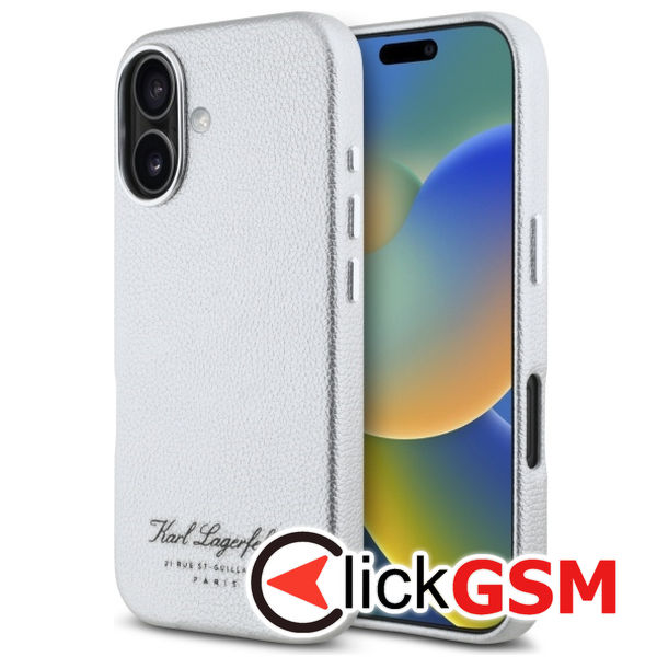 Karl Lagerfeld - Hardcase Leather Hotel (KLHCP16SPGWCMKHG) - iPhone 16 - Grey RSG