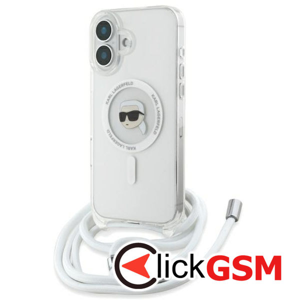 Karl Lagerfeld - IML Crossbody MagSafe (KLHMP16SHCKHNT) - iPhone 16 - Transparent Karl Head