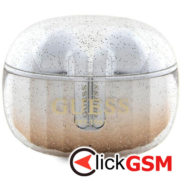 Guess - Wireless Earbuds (GUTWSHDGKEED) - Bluetooth 5.3, TWS, USB-C, with Docking Station, IPX4 - Glitter Gold Gradient