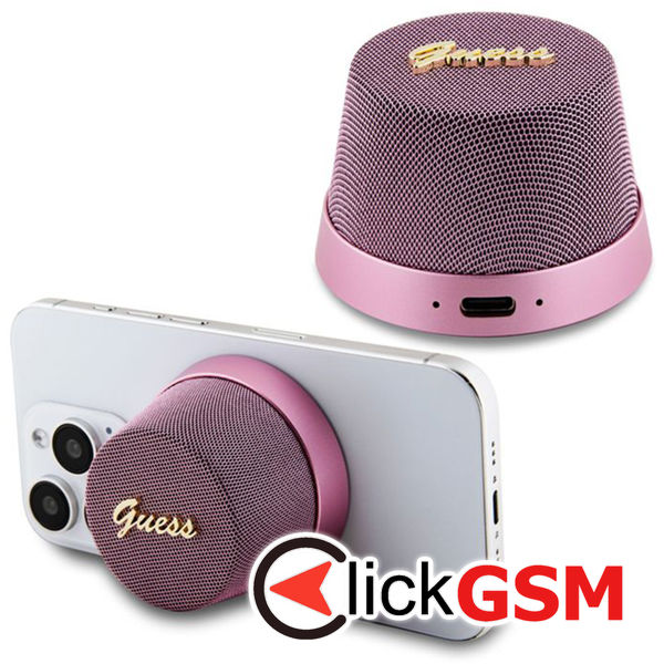 Guess - Speaker Stand Magnetic Script Metal (GUWSC3ALSMP) - TWS, USB-C, Bluetooth V5.3, 700mAh, 3W - Pink