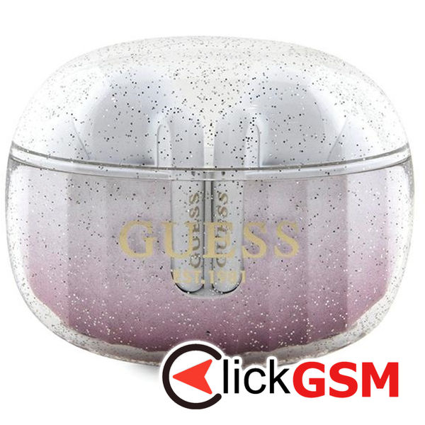 Guess - Wireless Earbuds (GUTWSHDGKEEP) - Bluetooth 5.3, TWS, USB-C, with Docking Station, IPX4 - Glitter Pink Gradient