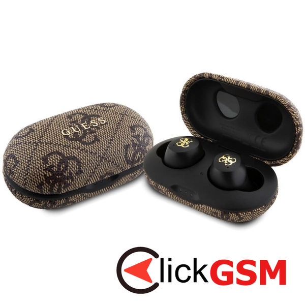 Guess - Wireless Earbuds 4G Metal (GUTWSP4EGW) - with Docking Station, Bluetooth 5.3, TWS, ENC, IPX5, 300mAh - Brown