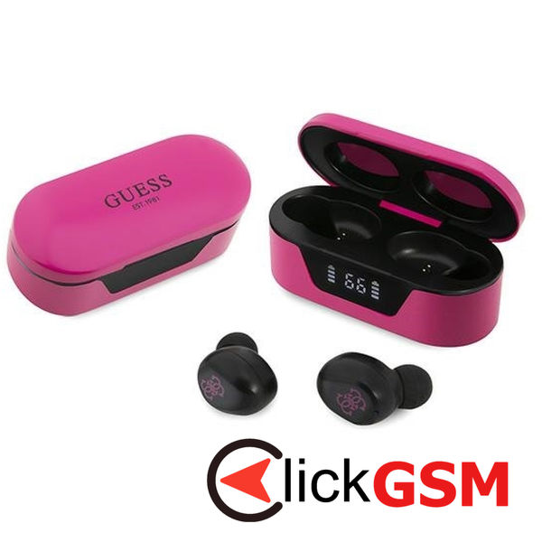 Guess - Wireless Earbuds (GUTWST31EM) - Bluetooth 5.0, TWS, USB-C, with LED Display, Docking Station, IPX4 - Magenta