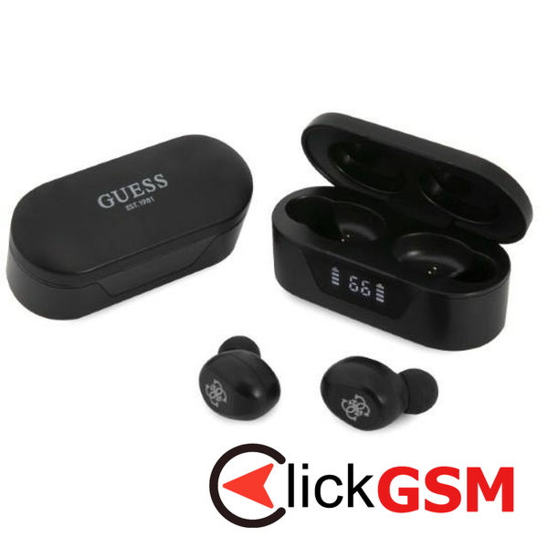 Guess - Wireless Earbuds (GUTWST31EK) - Bluetooth 5.0, TWS, USB-C, with LED Display, Docking Station, IPX4 - Black