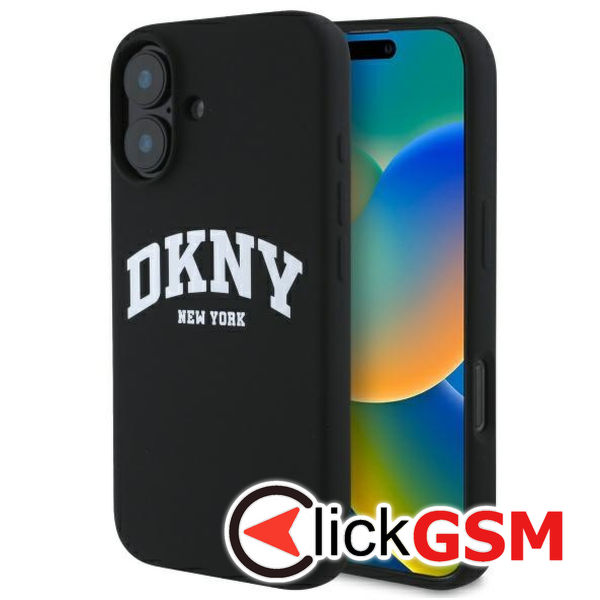 DKNY - Hardcase Silicone White Printed Logo MagSafe (DKHMP16SSNYACH) - iPhone 16 - Black