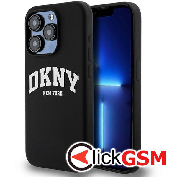 DKNY - Hardcase Liquid Silicone White Printed Logo MagSafe (DKHMP15LSNYACH) - iPhone 15 Pro - Black