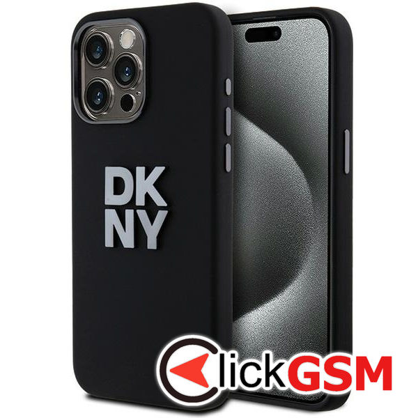 DKNY - Hardcase Liquid Silicone Metal Logo (DKHCP15LSMCBSK) - iPhone 15 Pro - Black