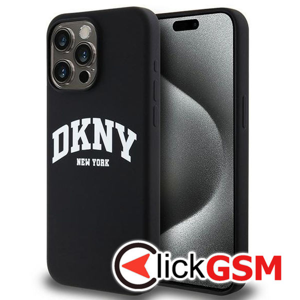 DKNY - Hardcase Liquid Silicone White Printed Logo MagSafe (DKHMP15XSNYACH) - iPhone 15 Pro Max - Black