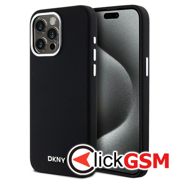 DKNY - Hardcase Liquid Silicone - iPhone 15 Pro Max Small Metal Logo MagSafe (DKHMP15XSMCHLK) - Black