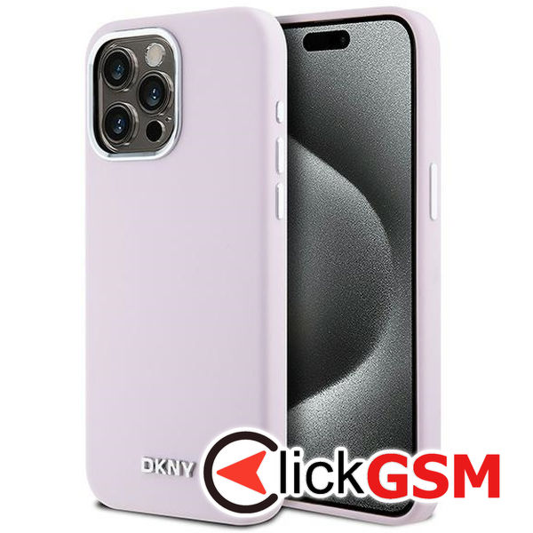 DKNY - Hardcase Liquid Silicone Small Metal Logo MagSafe (DKHMP15XSMCHLP) - iPhone 15 Pro Max - Pink