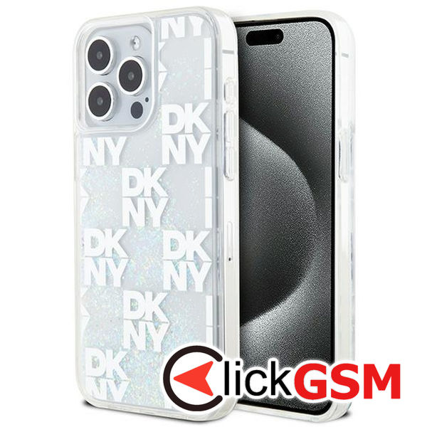 DKNY - Hardcase Liquid Glitter Multilogo (DKHCP15XLCPEPT) - iPhone 15 Pro Max - White