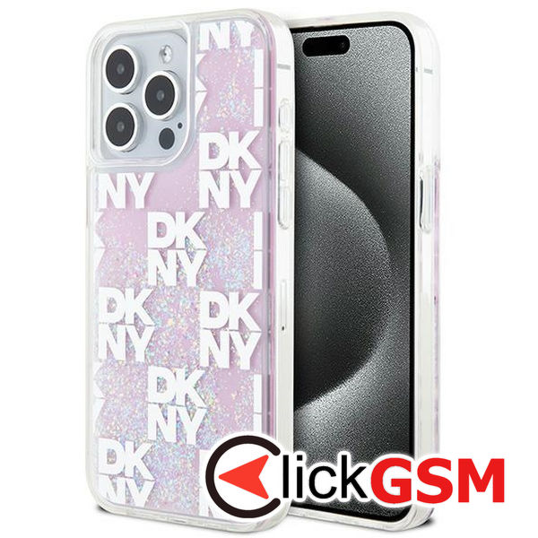 DKNY - Hardcase Liquid Glitter Multilogo (DKHCP15XLCPEPP) - iPhone 15 Pro Max - Pink