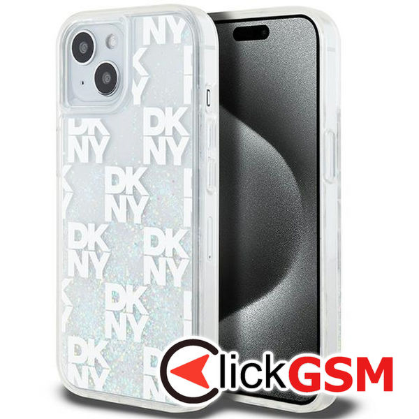 DKNY - Hardcase Liquid Glitter Multilogo (DKHCP15SLCPEPT) - iPhone 15 - White