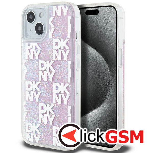 DKNY - Hardcase Liquid Glitter Multilogo (DKHCP15SLCPEPP) - iPhone 15 - Pink