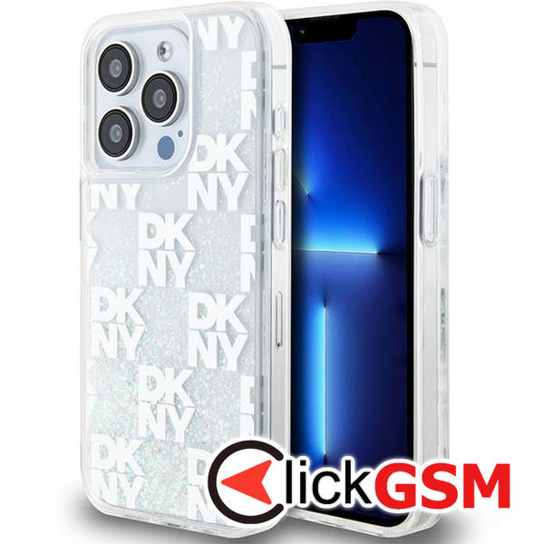 DKNY - Hardcase Liquid Glitter Multilogo (DKHCP15LLCPEPT) - iPhone 15 Pro - White