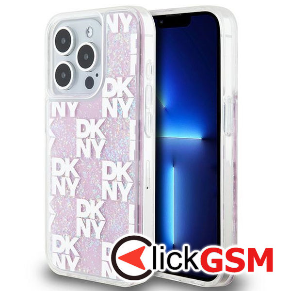 DKNY - Hardcase Liquid Glitter Multilogo (DKHCP15LLCPEPP) - iPhone 15 Pro - Pink