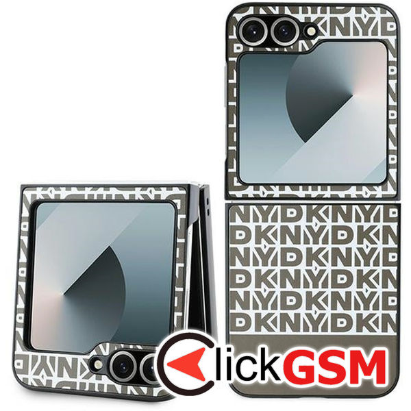 DKNY - Leather Repeat Pattern Bottom Stripe (DKHCZF6PSOSPW) - Samsung Galaxy Z Flip6 - Brown