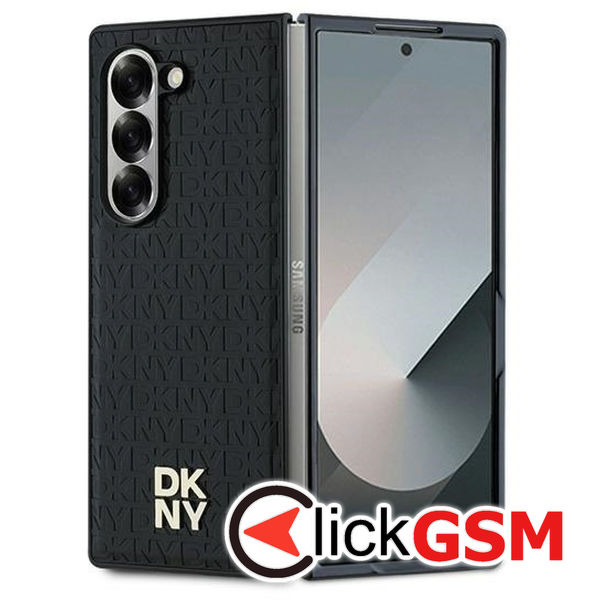 DKNY - Leather Repeat Pattern Stack Logo (DKHMZFD6PSHRPSK) - Samsung Galaxy Z Fold6 - Black