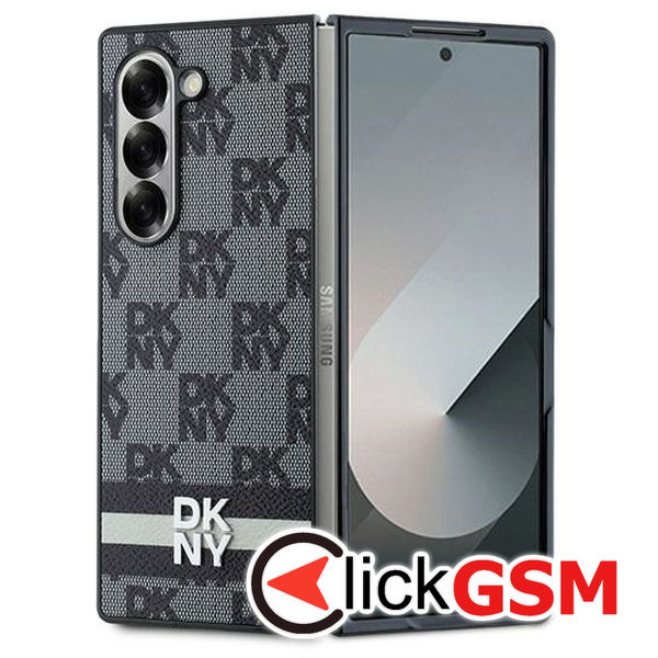 DKNY - Leather Chequered Pattern Printed Stripes (DKHCZFD6PCPTSSKZ) - Samsung Galaxy Z Fold6 - Black
