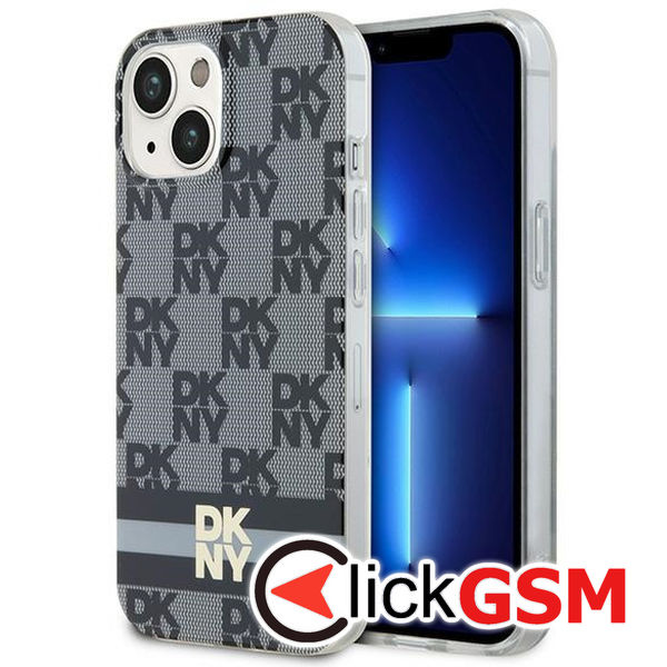 DKNY - IML Checkered Mono Pattern & Printed Stripes MagSafe (DKHMP15SHCPTSK) - iPhone 15 - Black