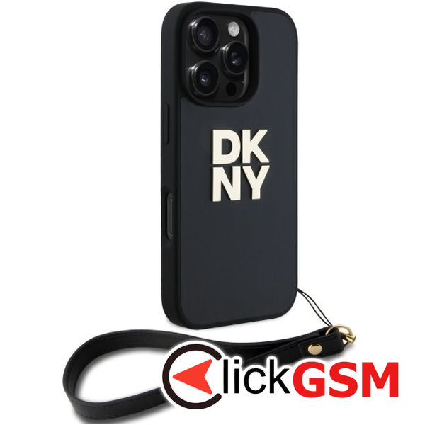 DKNY - Hardcase Wrist Strap Stock Logo (DKHCP16XPBSWSK) - iPhone 16 Pro Max - Black