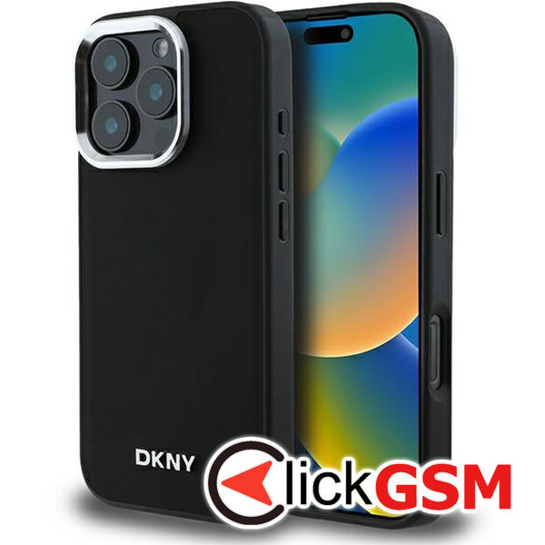 DKNY - Hardcase Plain Silver Logo MagSafe (DKHMP16LPSCMCLK) - iPhone 16 Pro - Black