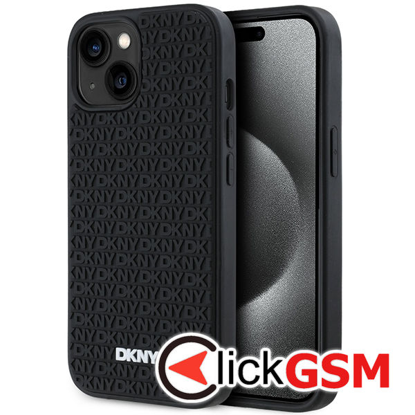DKNY - Hardcase 3D Rubber Repeat Pattern (DKHCP15M3DRPWK) - iPhone 15 Plus - Black