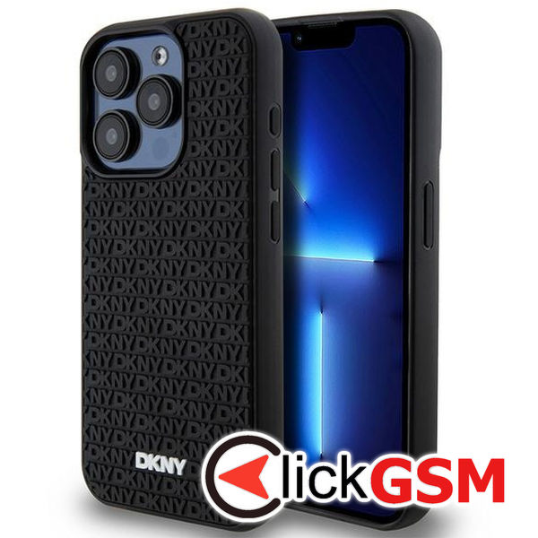 DKNY - Hardcase 3D Rubber Repeat Pattern (DKHCP15X3DRPWK) - iPhone 15 Pro Max - Black