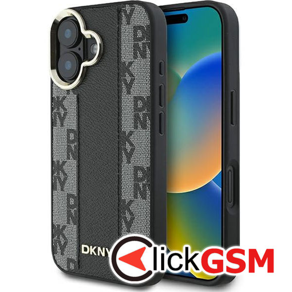 DKNY - Leather Hardcase Checkered Pattern Magsafe (DKHMP16SPCPVSLK) - iPhone 16 - Black